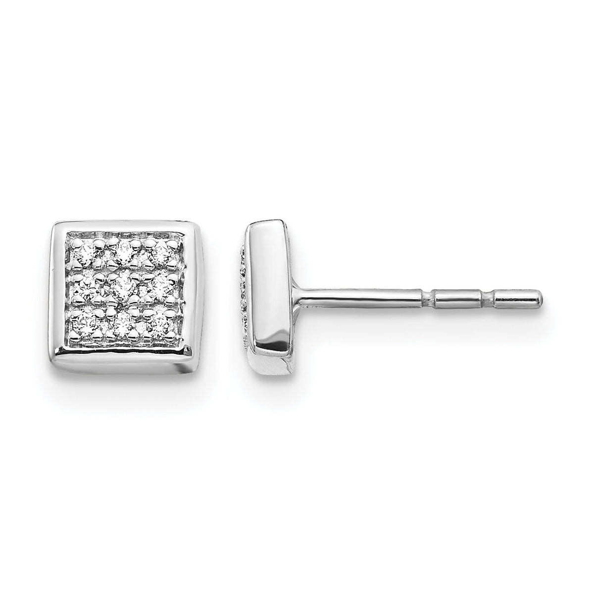 14k White Gold Diamond Post Earrings-EM5471-010-WA