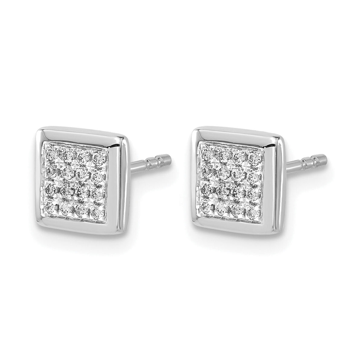 14k White Gold Diamond Post Earrings-EM5471-013-WA