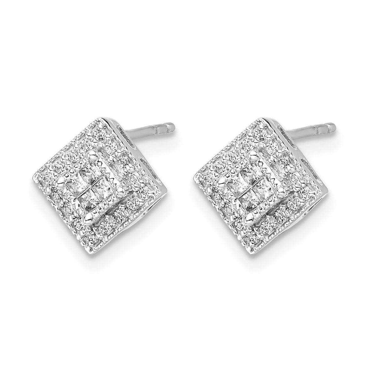 14k White Gold Diamond Post Earrings-EM5472-025-WA