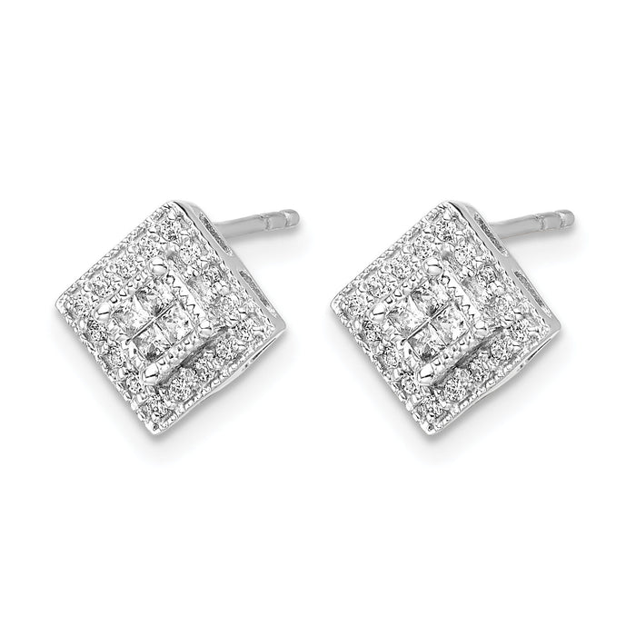 14k White Gold Diamond Post Earrings-EM5472-025-WA