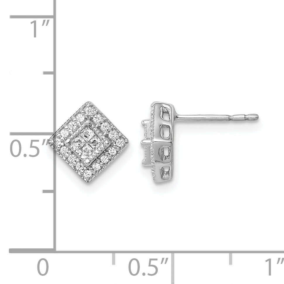 14k White Gold Diamond Post Earrings-EM5472-025-WA