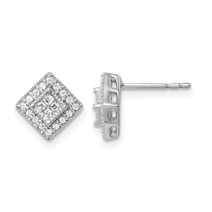 14k White Gold Diamond Post Earrings-EM5472-025-WA
