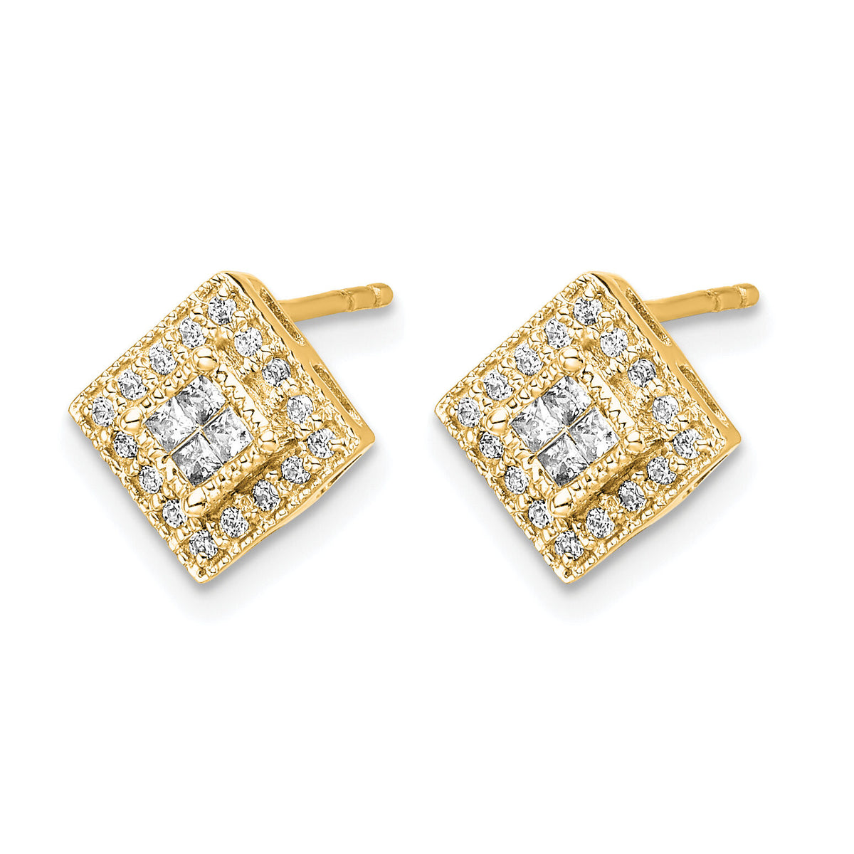 14k Polished Diamond Post Earrings-EM5472-025-YA