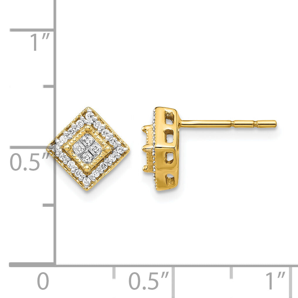 14k Polished Diamond Post Earrings-EM5472-025-YA