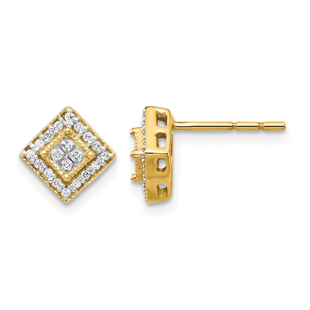 14k Polished Diamond Post Earrings-EM5472-025-YA