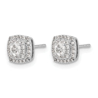 14k White Gold Diamond Halo Post Earrings-EM5474-050-WA