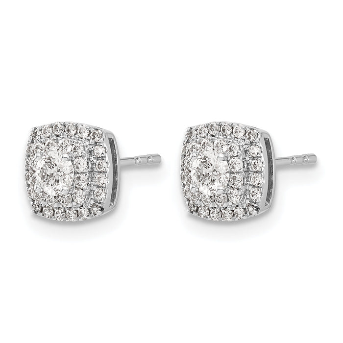 14k White Gold Diamond Halo Post Earrings-EM5474-050-WA
