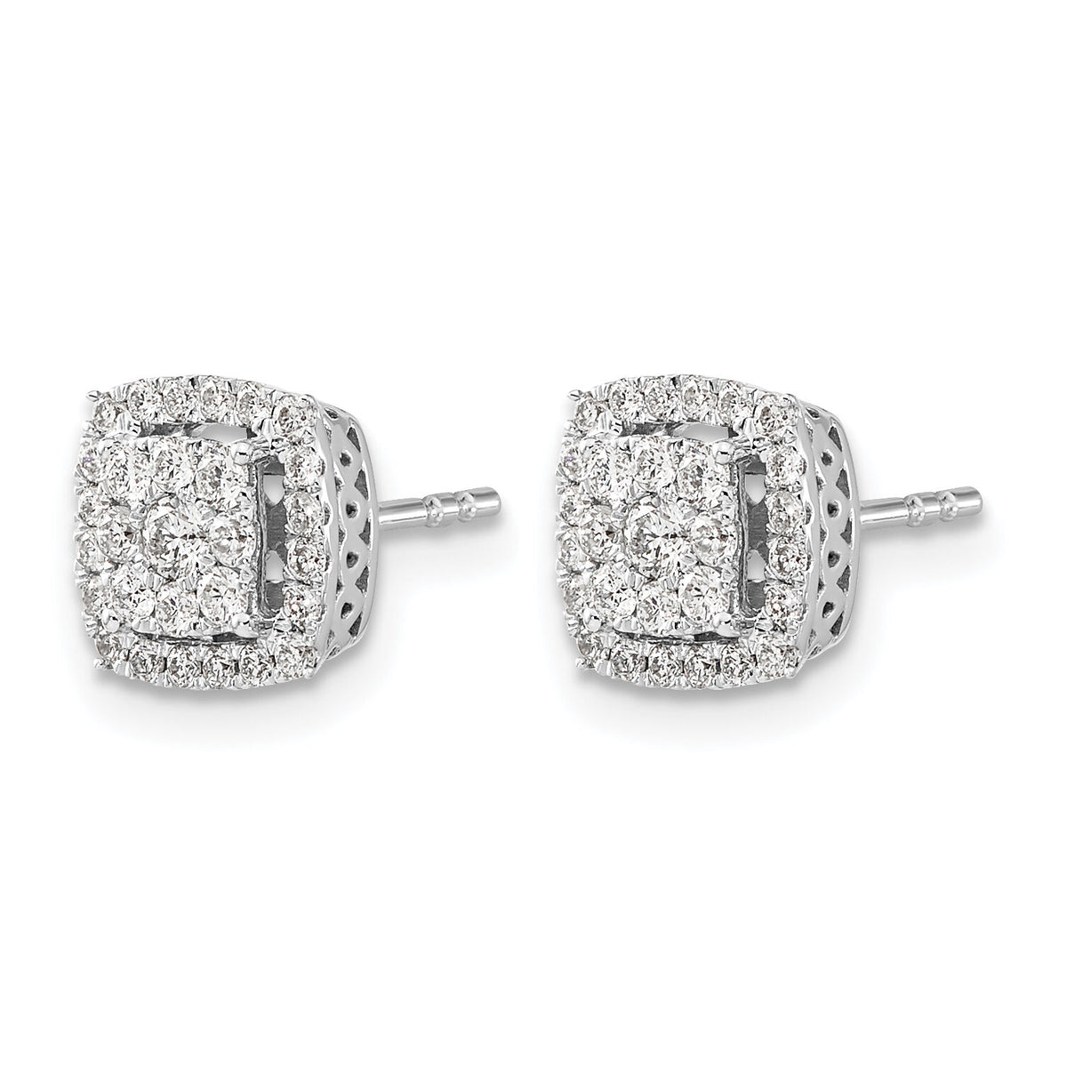 14k White Gold Diamond Post Earrings-EM5475-050-WA