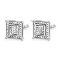 14k White Gold Diamond Small Double Square Bezel Post Earrings-EM5476-025-WA