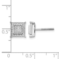 14k White Gold Diamond Small Double Square Bezel Post Earrings-EM5476-025-WA