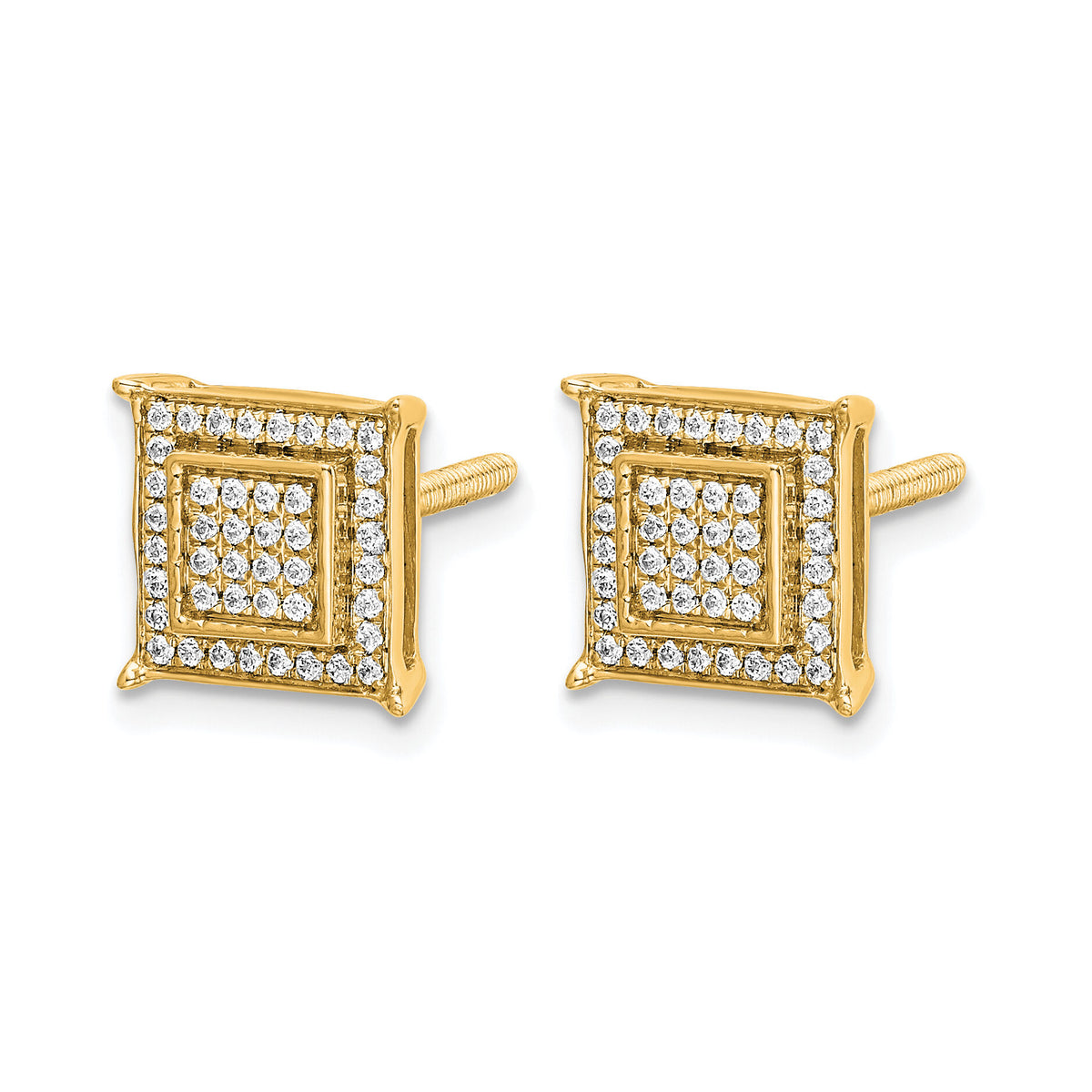14k Diamond Small Double Square Bezel Post Earrings-EM5476-025-YA