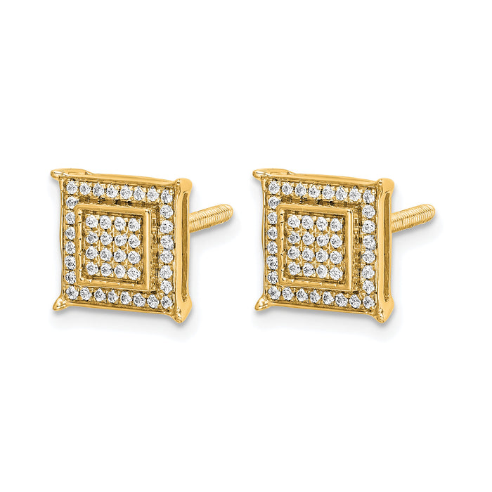 14k Diamond Small Double Square Bezel Post Earrings-EM5476-025-YA