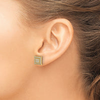 14k Diamond Small Double Square Bezel Post Earrings-EM5476-025-YA