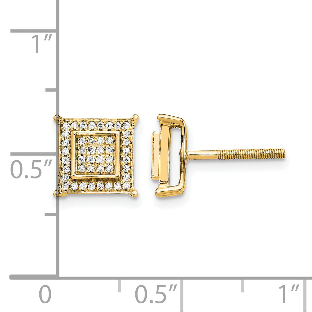 14k Diamond Small Double Square Bezel Post Earrings-EM5476-025-YA