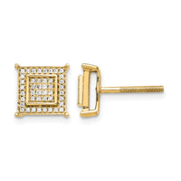 14k Diamond Small Double Square Bezel Post Earrings-EM5476-025-YA