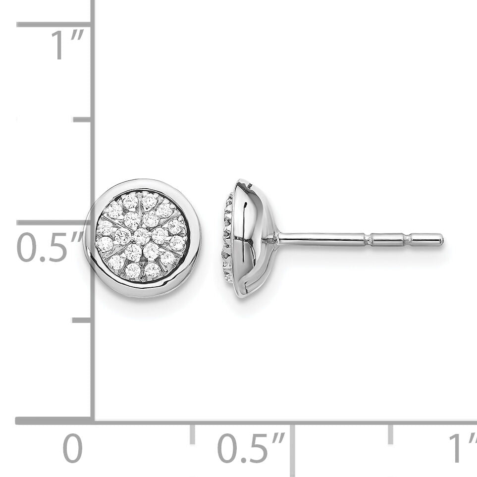 14k White Gold Diamond Cluster Post Earrings-EM5477-020-WA