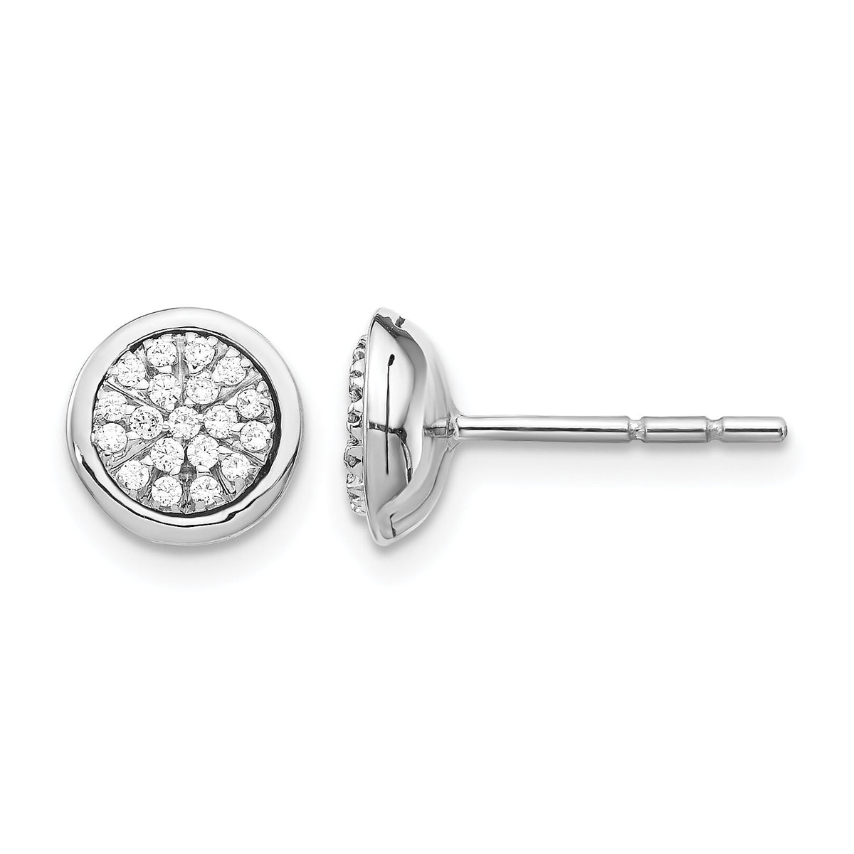 14k White Gold Diamond Cluster Post Earrings-EM5477-020-WA
