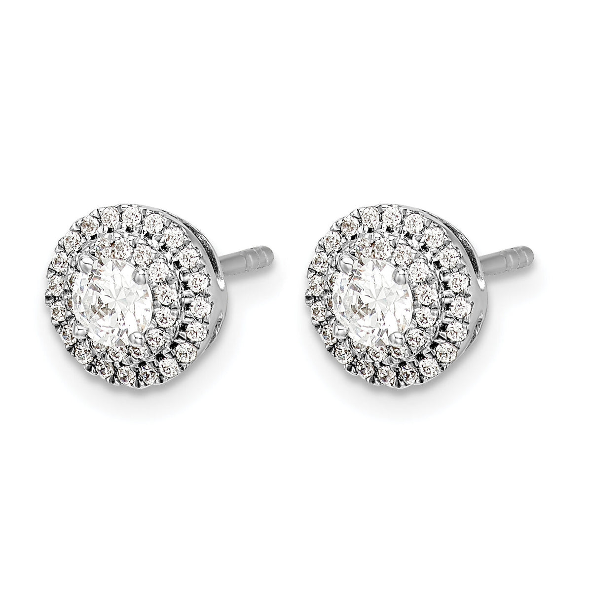 14k White Gold Diamond Cluster Post Earrings-EM5478-050-WA