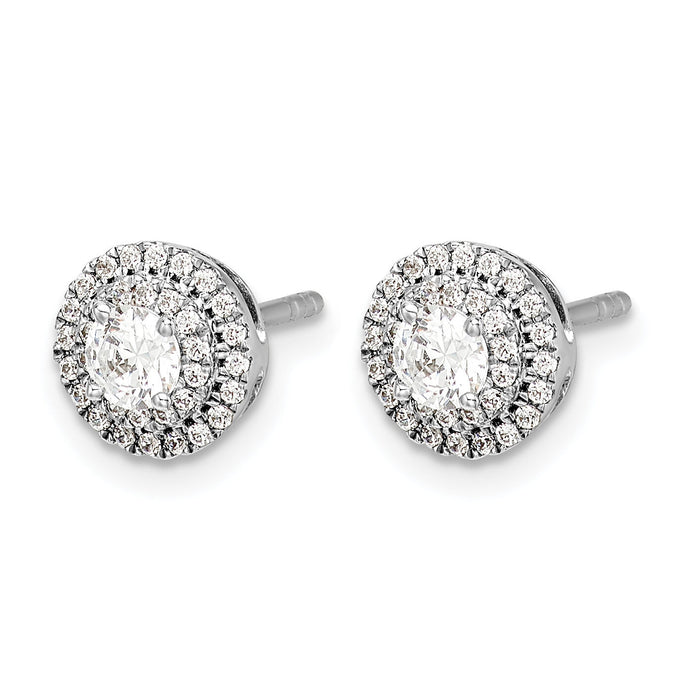 14k White Gold Diamond Cluster Post Earrings-EM5478-050-WA