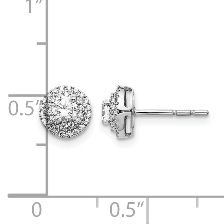 14k White Gold Diamond Cluster Post Earrings-EM5478-050-WA