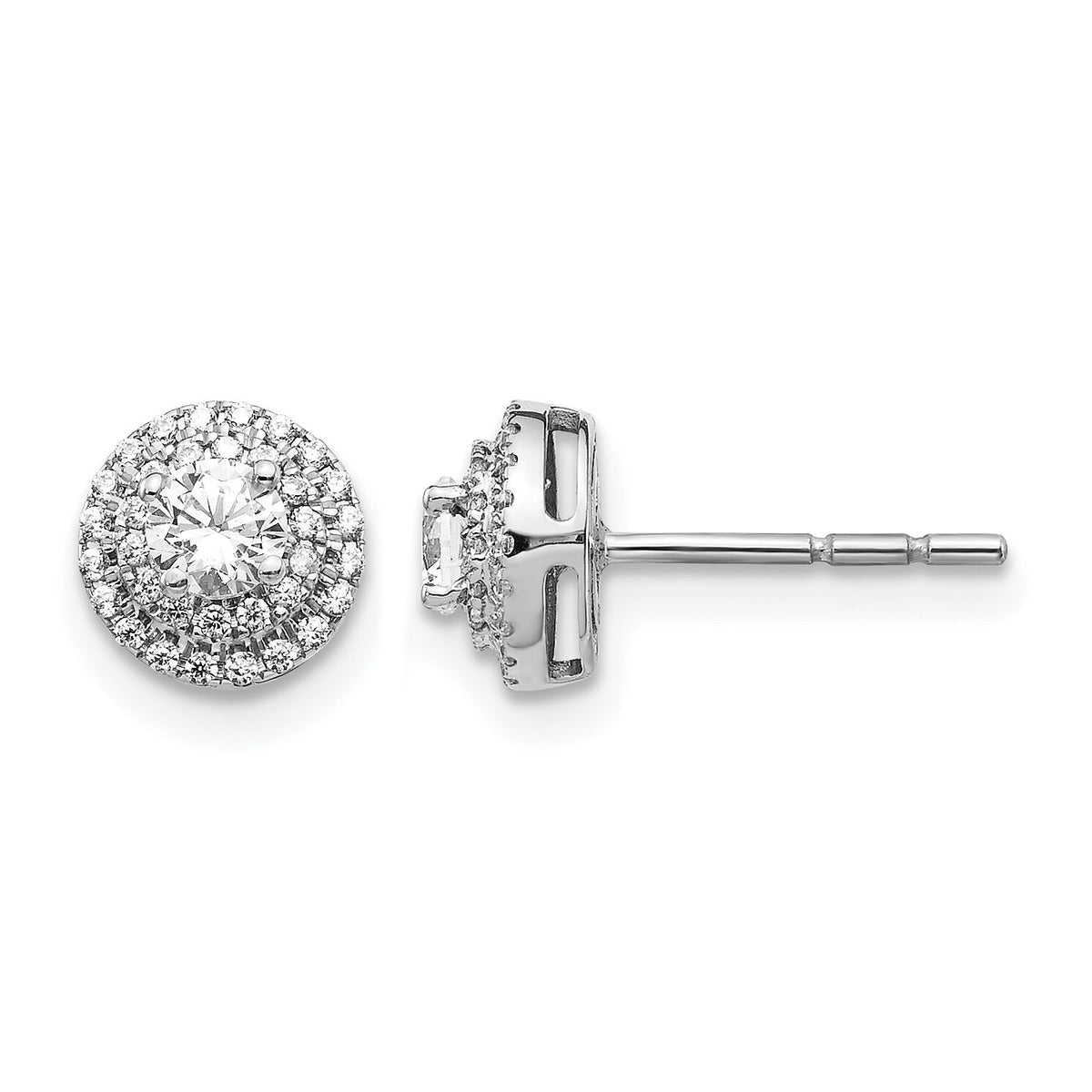 14k White Gold Diamond Cluster Post Earrings-EM5478-050-WA
