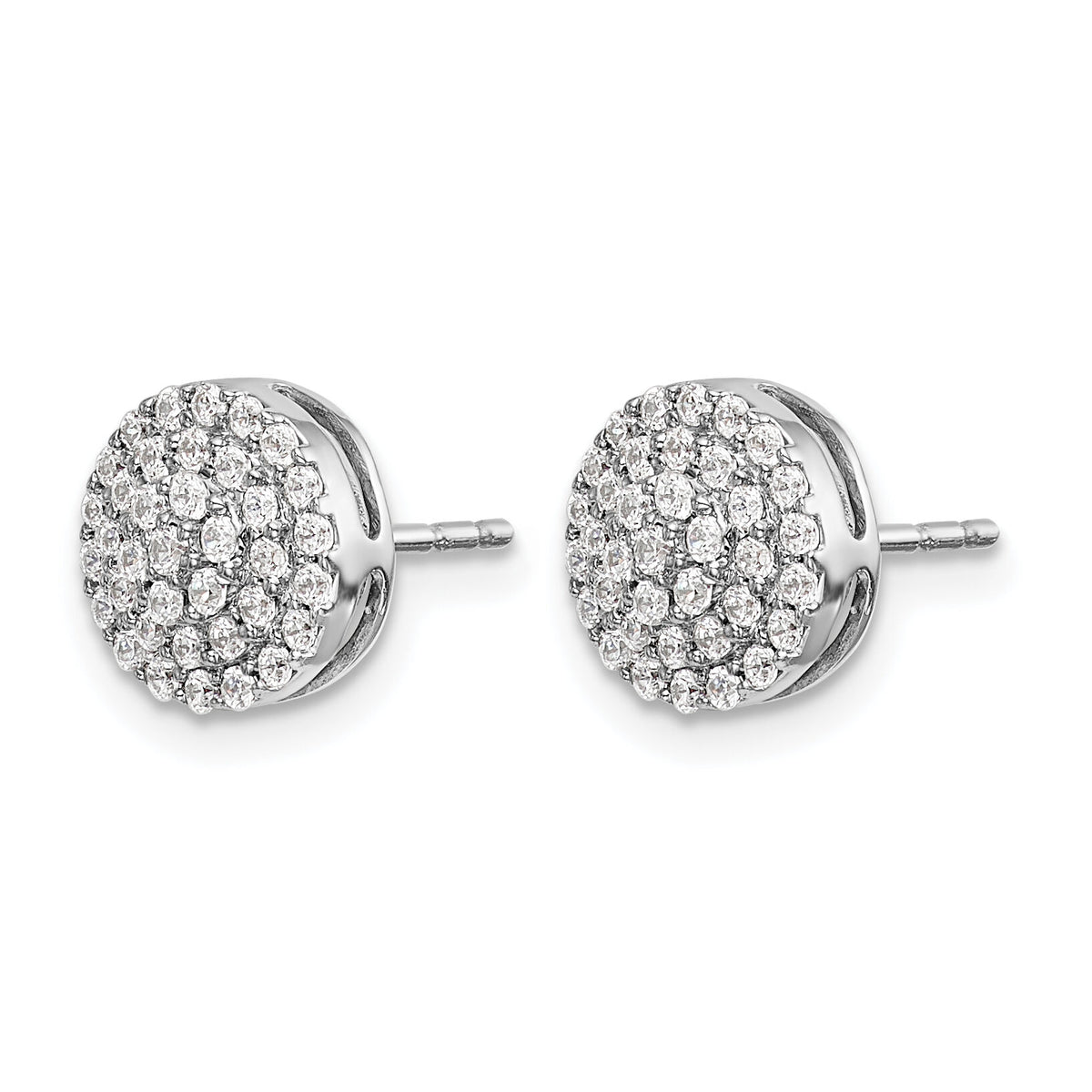 14k White Gold Diamond Round Cluster Post Earrings-EM5479-050-WA