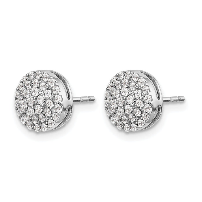 14k White Gold Diamond Round Cluster Post Earrings-EM5479-050-WA