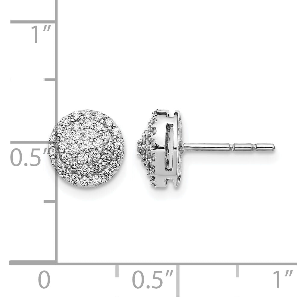 14k White Gold Diamond Round Cluster Post Earrings-EM5479-050-WA