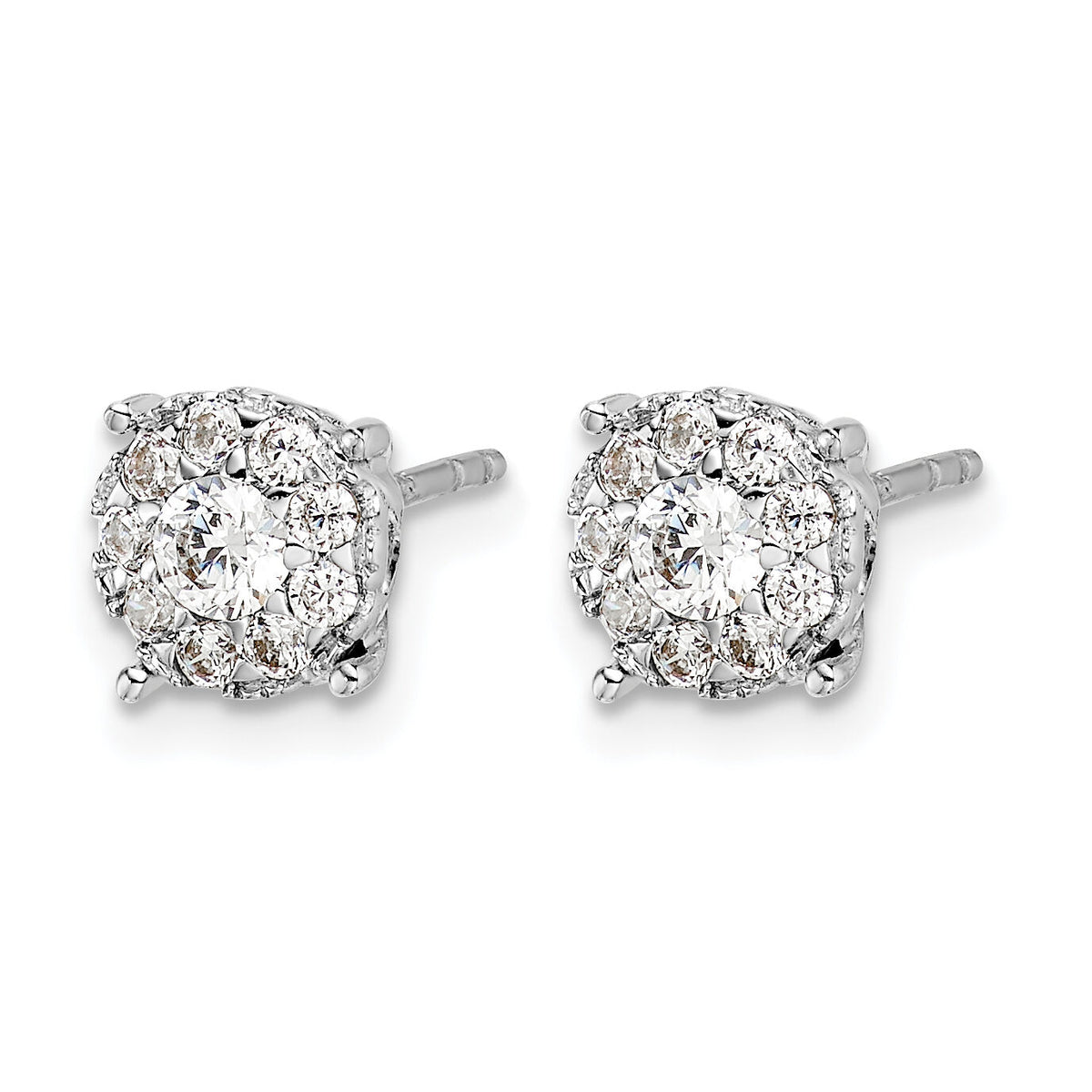 14k White Gold Diamond Cluster Post Earrings-EM5480-050-WA