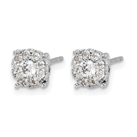 14k White Gold Diamond Cluster Post Earrings-EM5480-050-WA