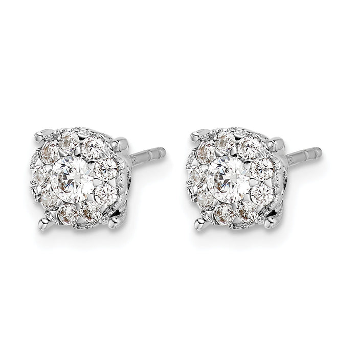 14k White Gold Diamond Cluster Post Earrings-EM5480-050-WA