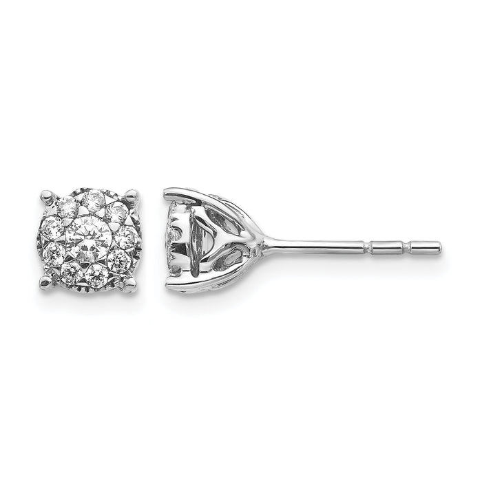 14k White Gold Diamond Cluster Post Earrings-EM5480-050-WA