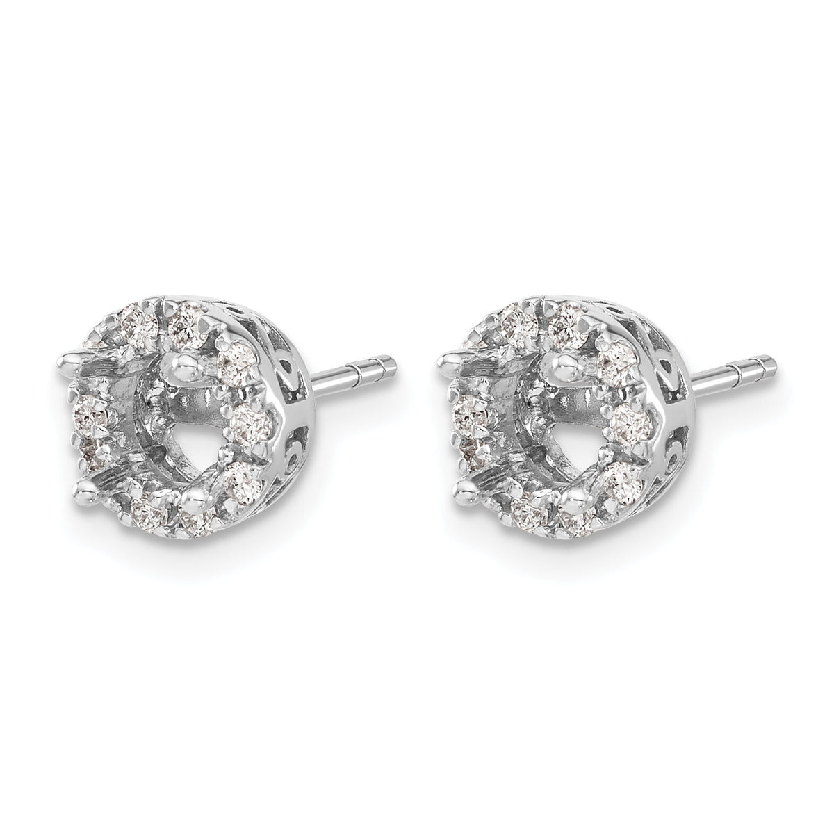 14k White Gold Diamond Semi-mount Stud Earrings-EM5482-050-WA