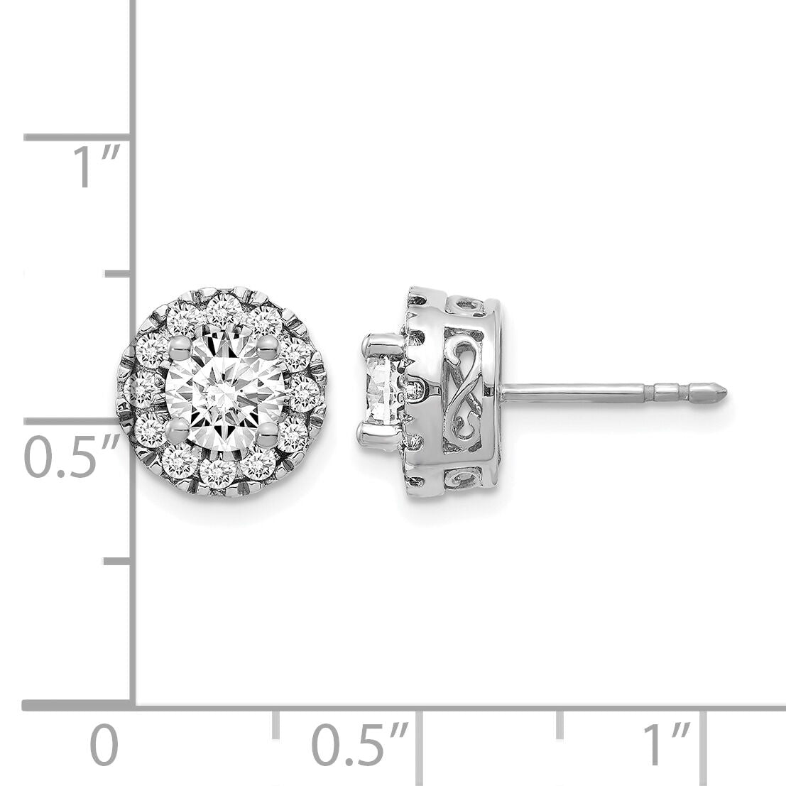 14k White Gold Diamond Semi-mount Stud Earrings-EM5482-050-WA