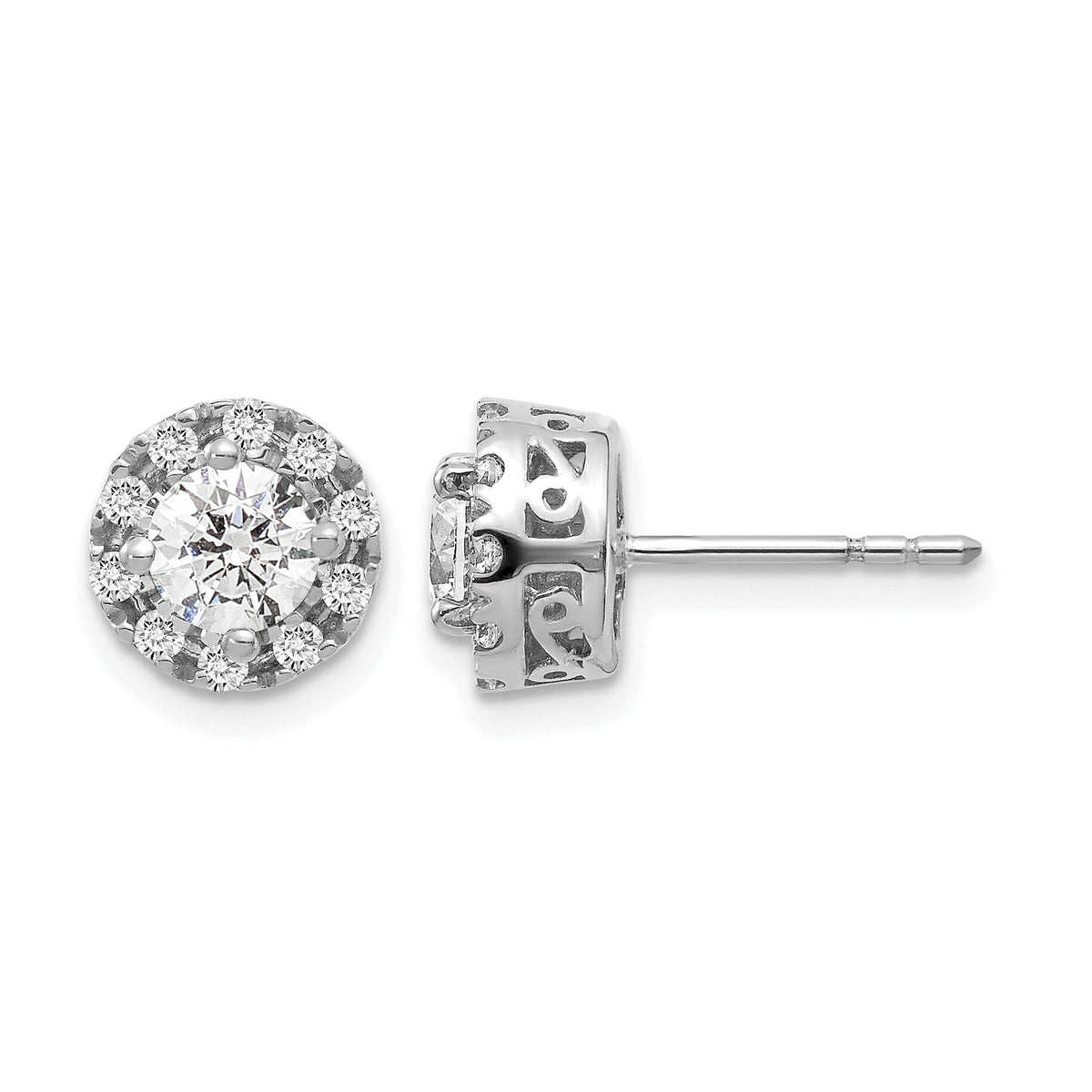14k White Gold Diamond Semi-mount Stud Earrings-EM5483-025-WA