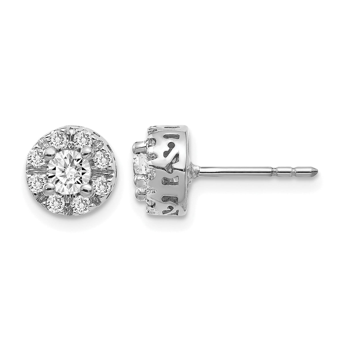 14k White Gold Diamond Semi-mount Stud Earrings-EM5484-025-WA