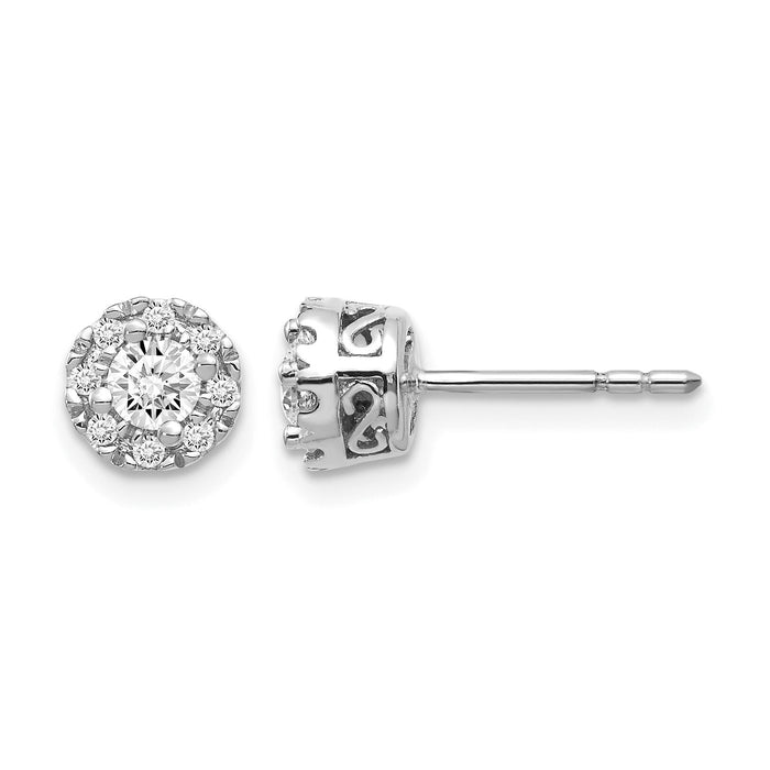 14k White Gold Diamond Semi-mount Stud Earrings-EM5485-010-WA