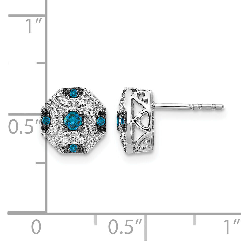 14k White Gold Fancy White and Blue Diamond Post Earrings-EM5486-BD-025-WA