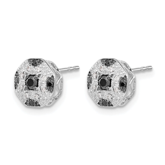 14k White Gold Fancy White and Black Diamond Post Earrings-EM5486-BK-025-WA