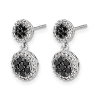 14k White Gold Black/White Diamond Cluster Dangle Earrings-EM5487-075-WA