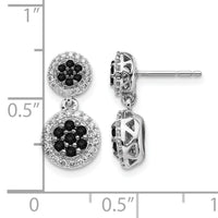 14k White Gold Black/White Diamond Cluster Dangle Earrings-EM5487-075-WA
