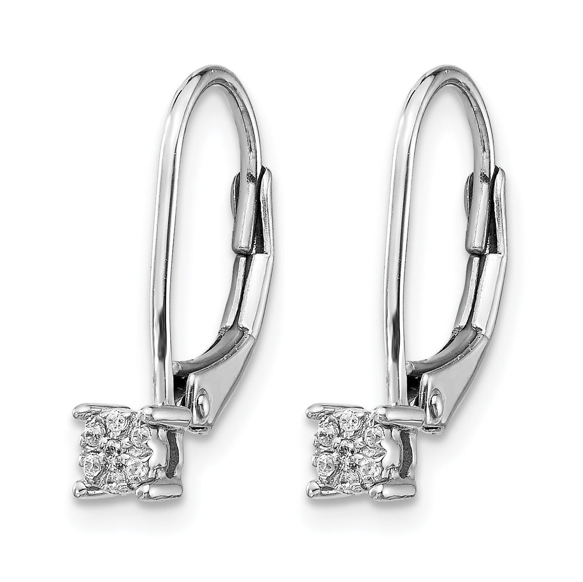 14k White Gold Diamond Cluster Leverback Earrings-EM5489-005-WA