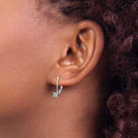 14k White Gold Diamond Cluster Leverback Earrings-EM5489-005-WA