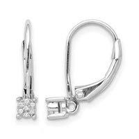 14k White Gold Diamond Cluster Leverback Earrings-EM5489-005-WA