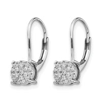 14k White Gold Diamond Cluster Leverback Earrings-EM5489-016-WA