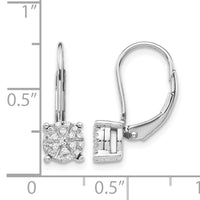 14k White Gold Diamond Cluster Leverback Earrings-EM5489-016-WA