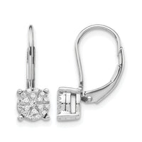 14k White Gold Diamond Cluster Leverback Earrings-EM5489-016-WA