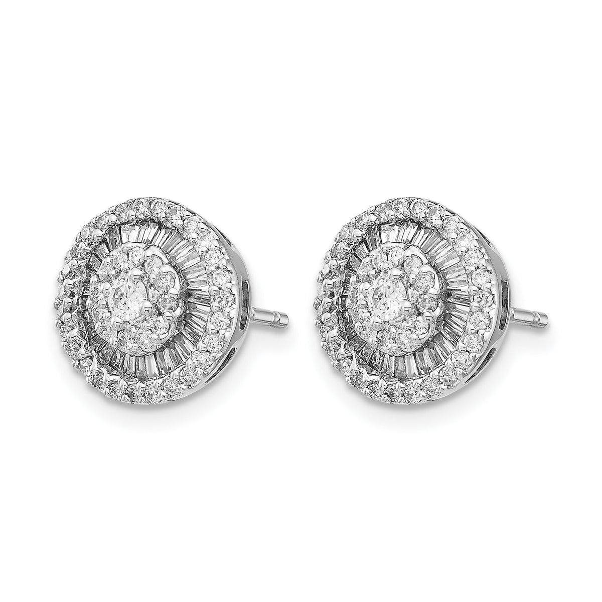 14k White Gold Diamond Cluster Post Earrings-EM5490-050-WA