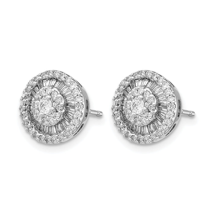14k White Gold Diamond Cluster Post Earrings-EM5490-050-WA