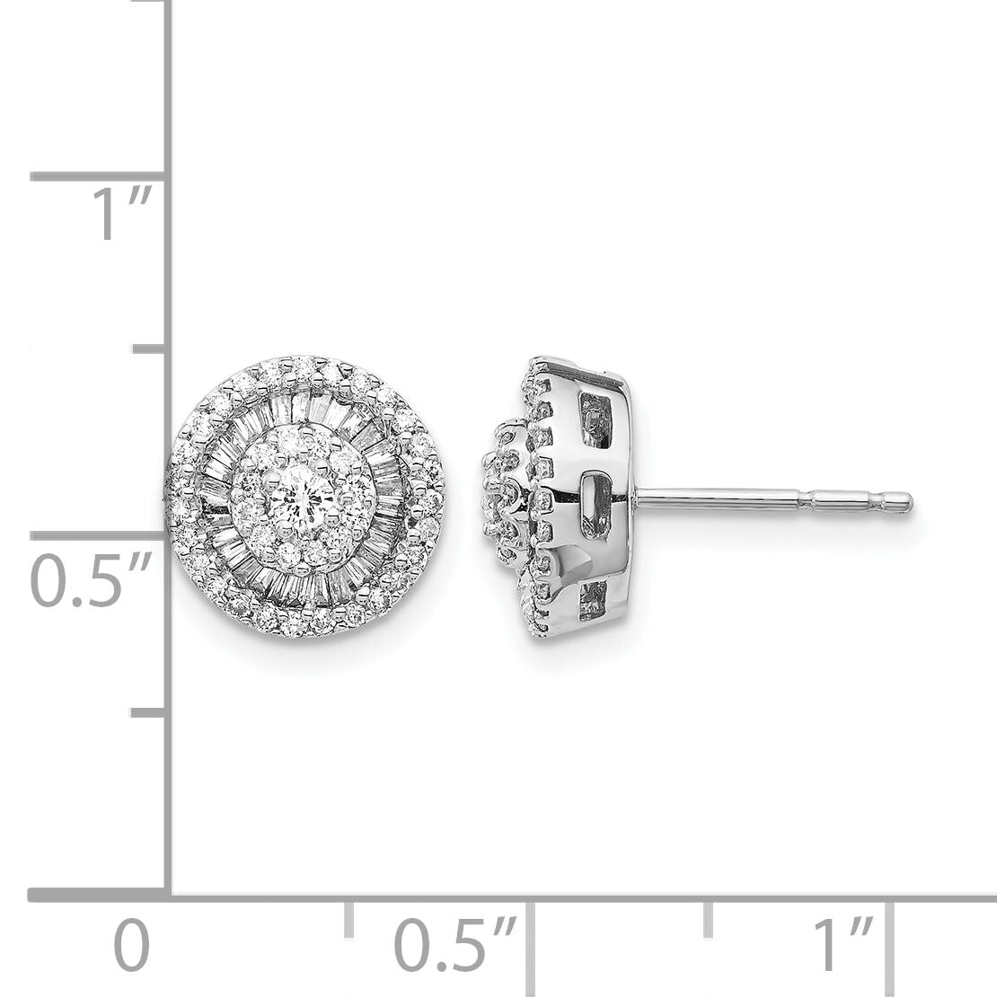 14k White Gold Diamond Cluster Post Earrings-EM5490-050-WA